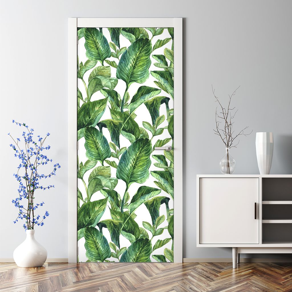 Dekorative Türposter selbstklebend Klebefolie Wandaufkleber Türaufkleber Tropische Blätter 77 x 200 cm