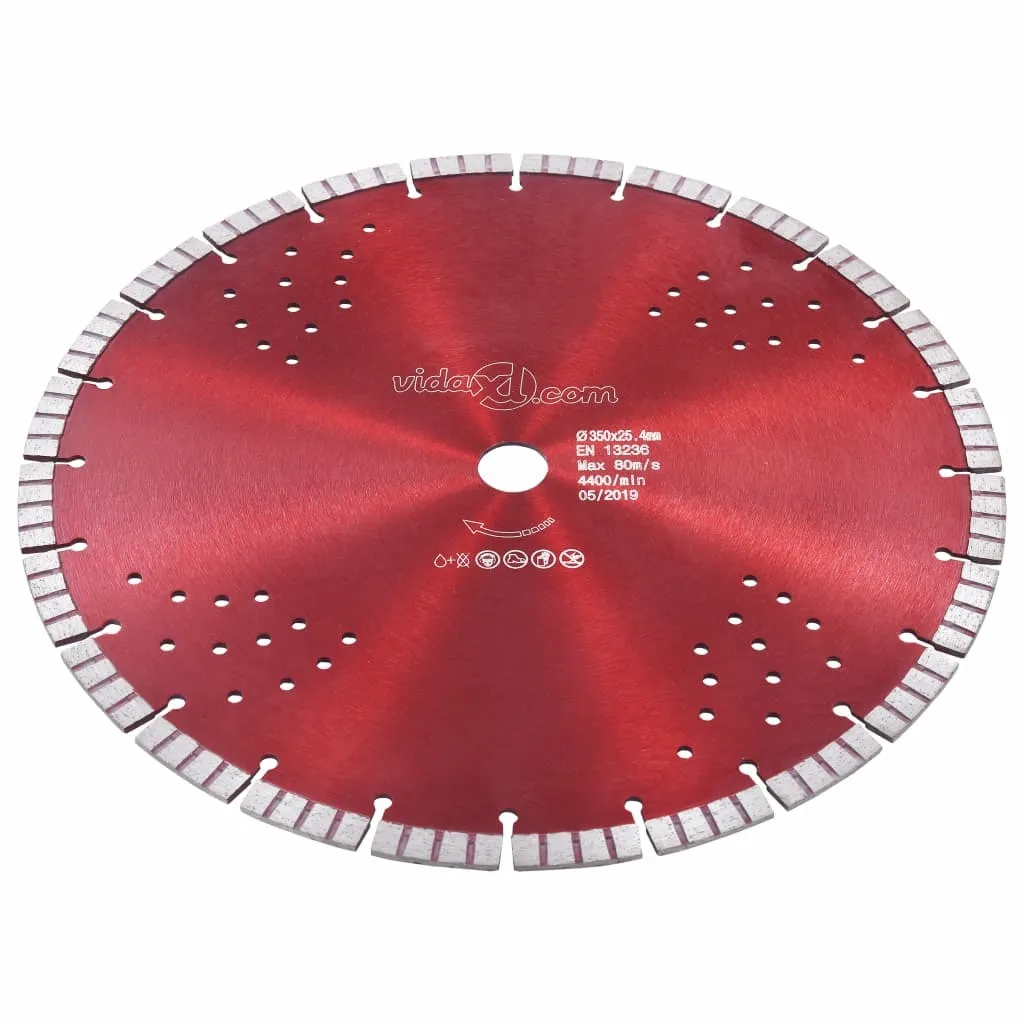 vidaXL Disco da taglio diamantato con turbo e fori in acciaio 350 mm
