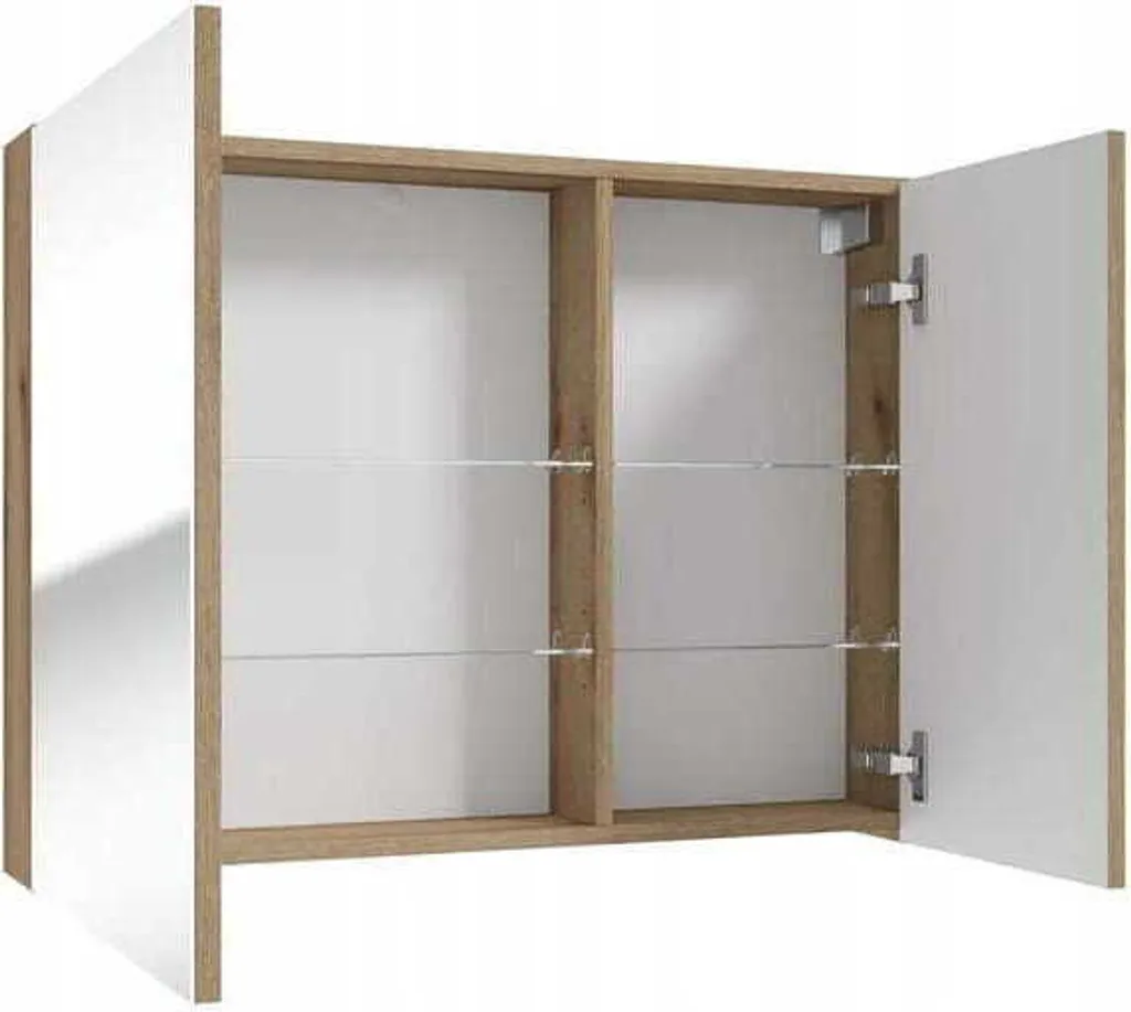 Armoire de toilette pour salle de bain bois chêne 60x80 miroir Rietti