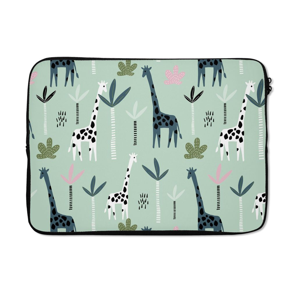 MuchoWow Laptop Hülle 14 ZollGiraffe - Baum - Grün Laptoptasche - Laptoptasche - Stoßsicher - Schutzhaube