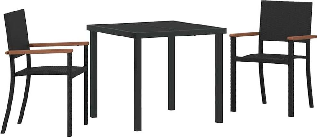 Garten Essgruppe 3 pcs Schwarz Pulverbeschichteter Stahl