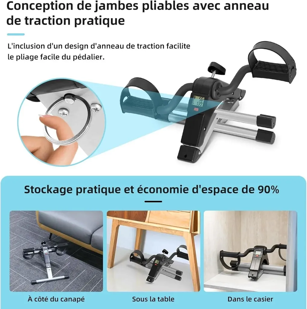 Mini Vélo d'Appartement à Résistance Réglable et Écran LCD Multifonction - 4
