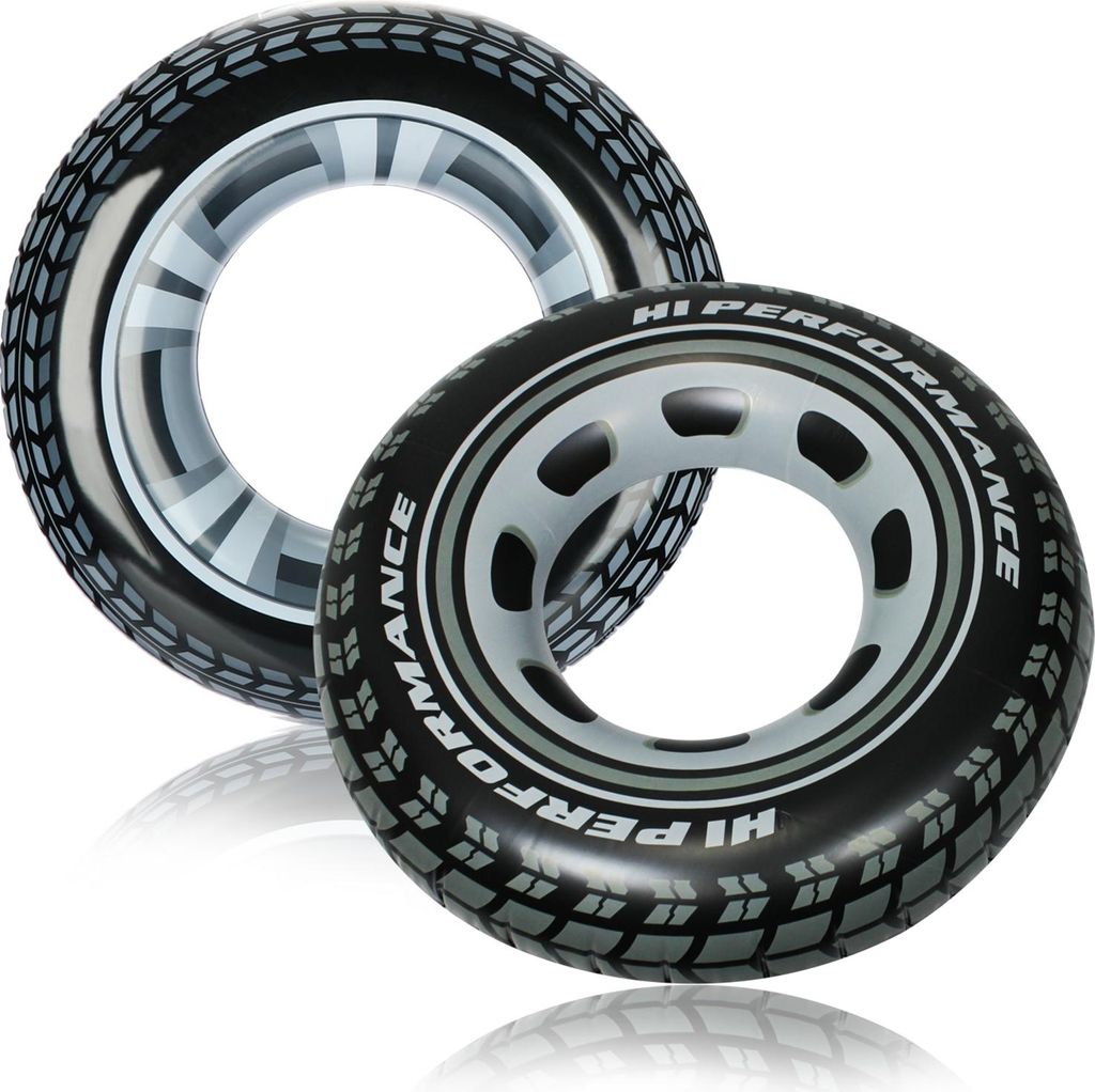 com-four® 2x Aufblasbarer Schwimmreifen im Reifen Design - Produktbild 