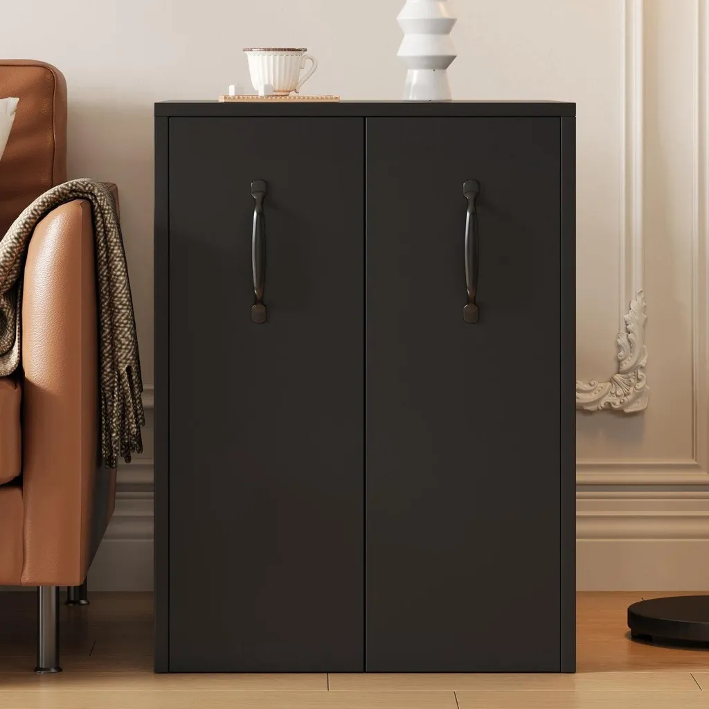 Petit buffet de bureau réversible à roulettes et rangement modulable - 3