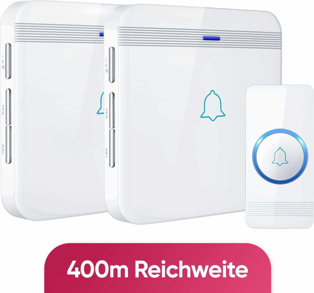 Wasserdichte Funk-Türklingel 400m Reichweite - 2 Empfänger & 60 Melodien