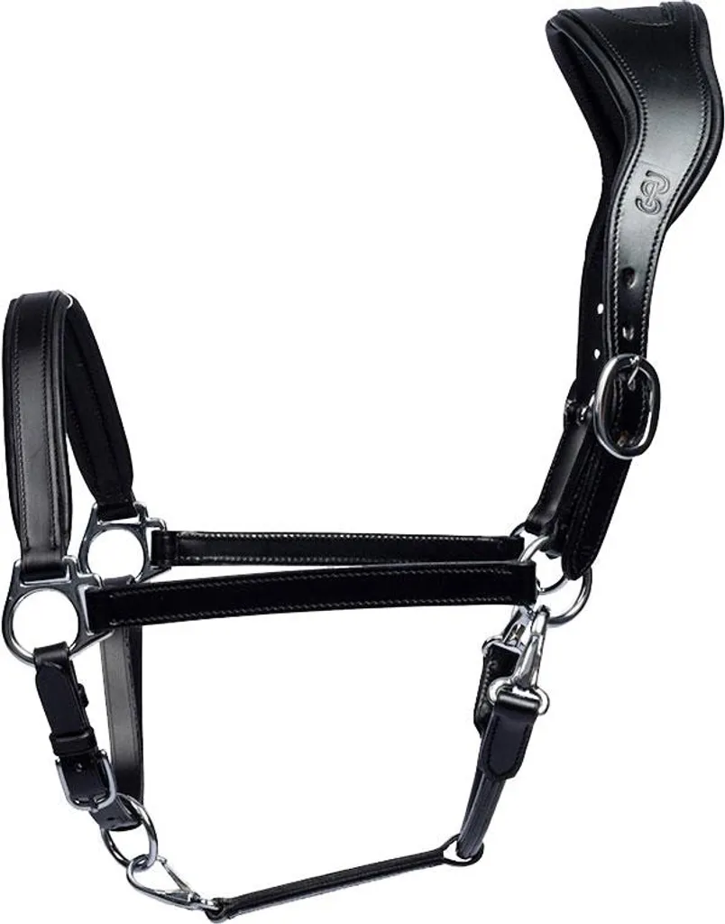 Licol Ps Of Sweden Noir Cob Cuir Anti-Frottement pour Chevaux Sensibles à la Tête