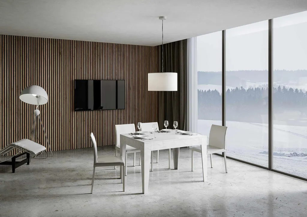 Table de séjour 120/180 cm Cico Itamoby blanc spatulé extensible