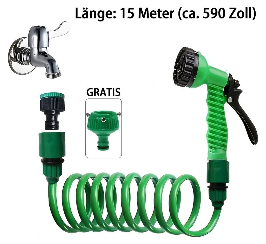 Garten-Spiralschlauch Set 15m inkl. 7-Stufen Produktbild 