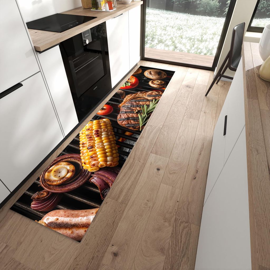 Küchenteppich 60x270cm rutschfest & abwischbar PVC Läufer - Sanfte Grillplatte