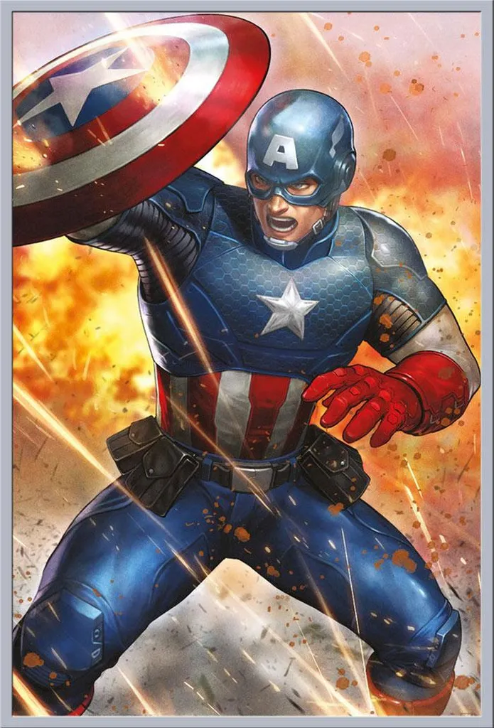 Poster Marvel Captain America protégé cadre argenté vitre acrylique