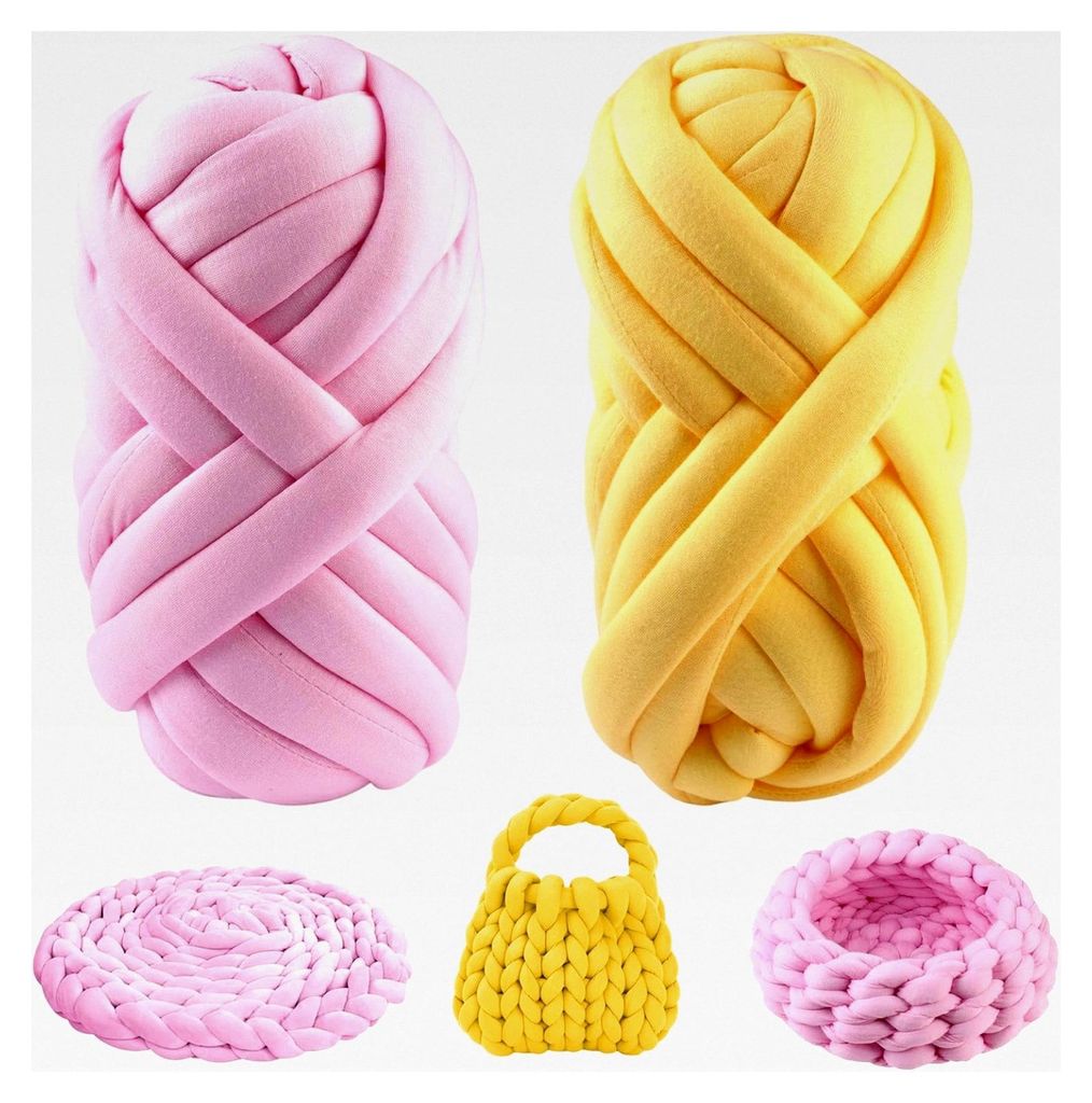 Armstricken Wolle, 500g / 25m Chunky Garn, Dicke Wolle für Handstricken, Schlauchgarn Häkelwolle, für Anfänger, DIY-Kunsthandwerk, Decken, Tasc...