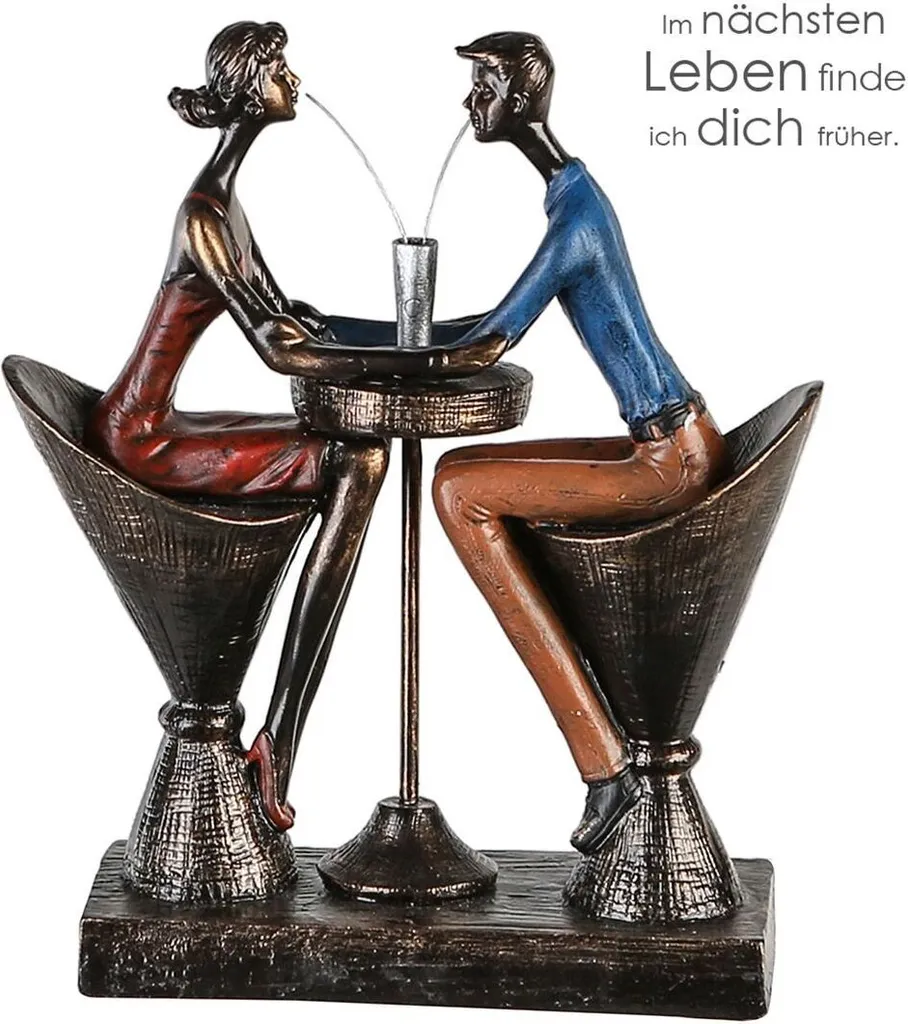 Décoration de Table Romantique : Sculpture Couple Gilde Bronze 21x25cm
