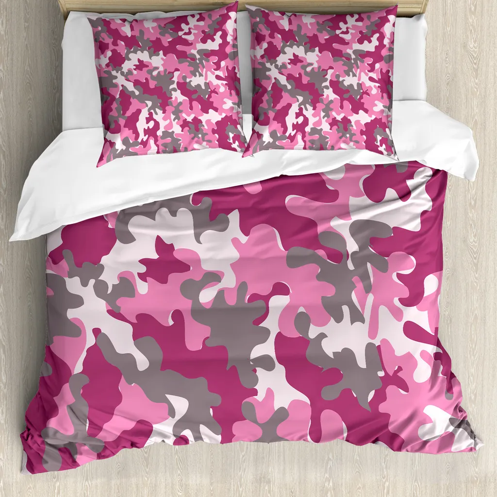 Set Letto 200x200 Camouflage Rosa Magenta ABAKUHAUS Design Moderno
