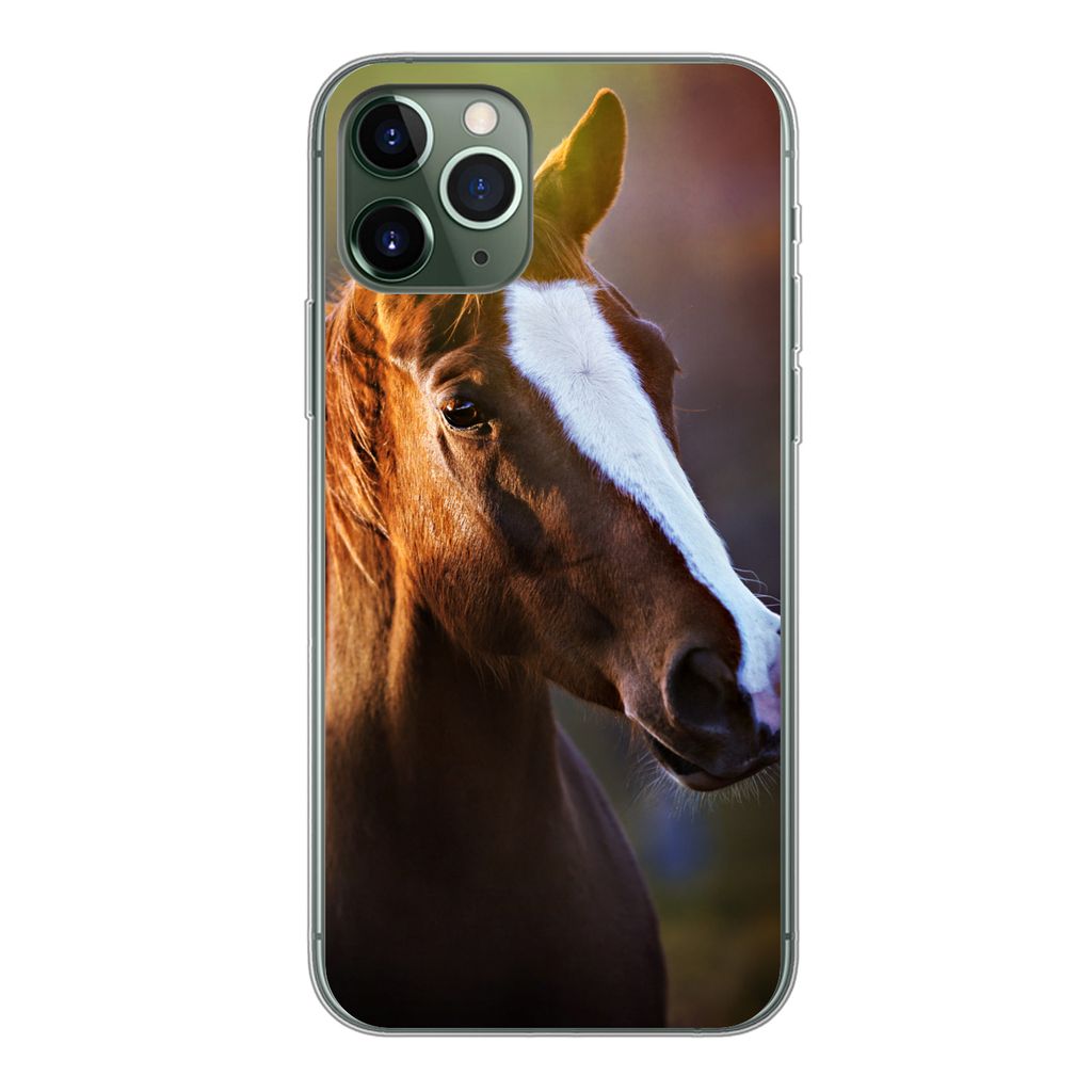 MuchoWow Handyhülle Schutzhülle Hülle für iPhone 11 Pro Pferd - Licht - Mantel Silikon Softcase Handy Hülle - Handy