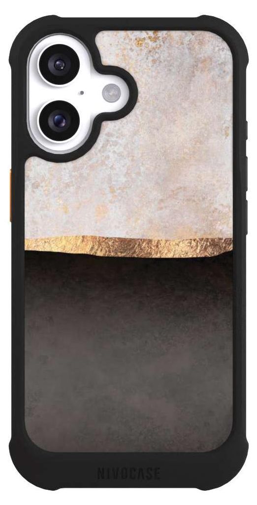 NIVOCASE Hülle für Apple iPhone 16 Stoßfeste Handyhülle NIVOmax Case Schwarz Abstrakt Black & White Trends