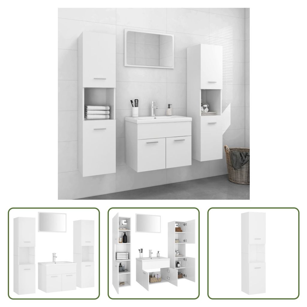 The Living Store Badmöbel-Set Weiß Holzwerkstoff