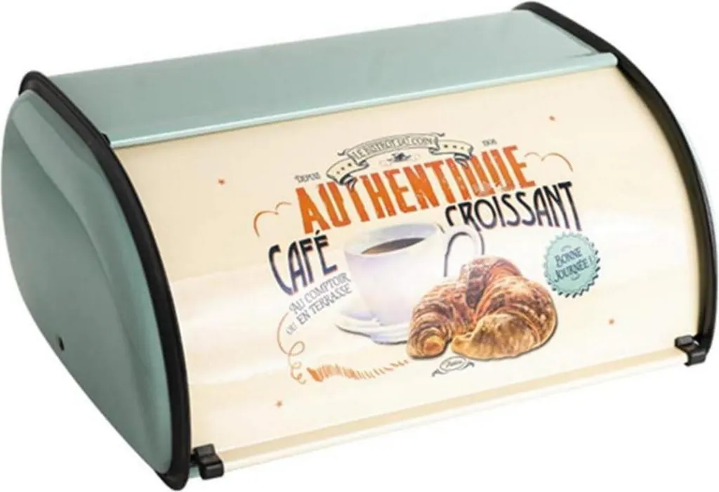 Cestino per il Pane Vintage 33cm Blu - Portapane a Rullo Retro in Metallo