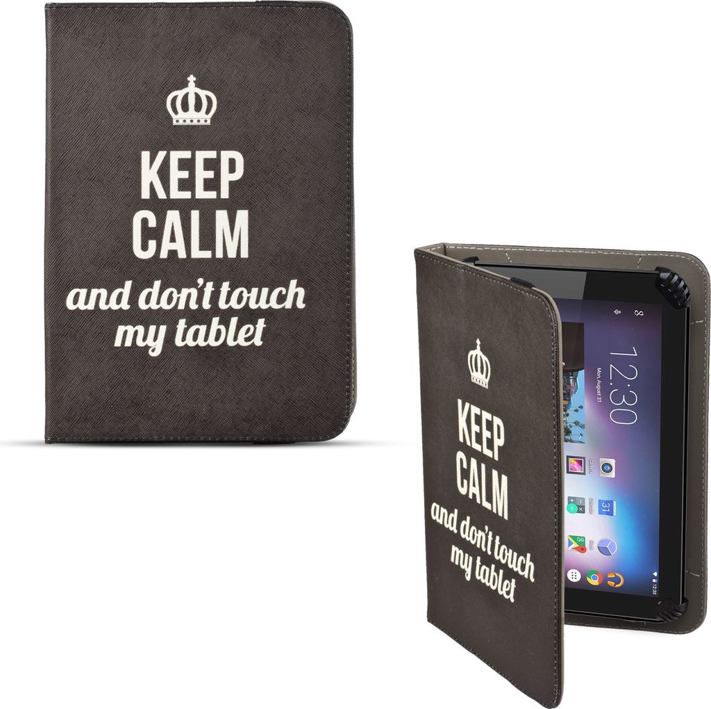 GreenGo Universal 9 - 10" Tablet PC Eco - Leather - Hülle / Klappdeckel mit Halterung, Text : Keep Calm and don’t touch my Tablet