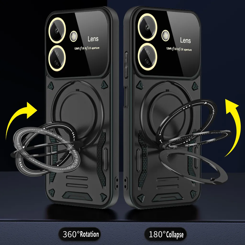SEAHAI Cover Protettiva Militare Per Xiaomi Redmi 13C / Poco C65 - Custodia Antiurto Anti-caduta Con Fodera In Microfibra E Texture Diamantata - Nero