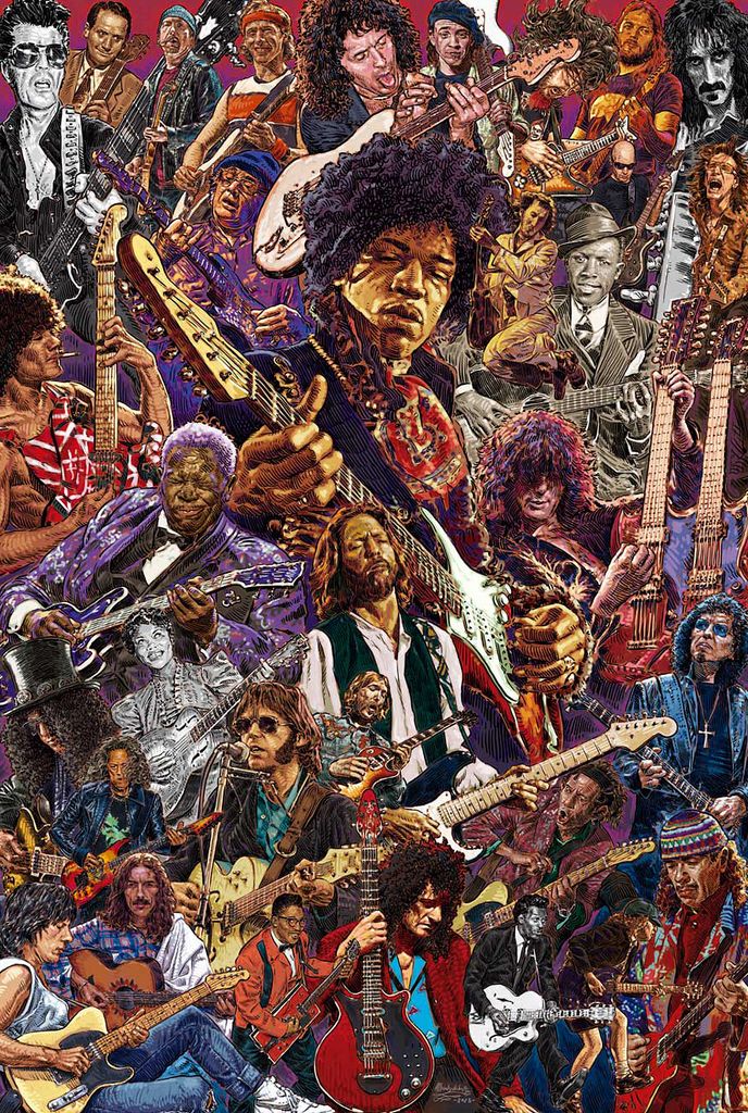 Poster van legendarische gitaristen, afmetingen: 61 x 91,5 Productafbeelding 