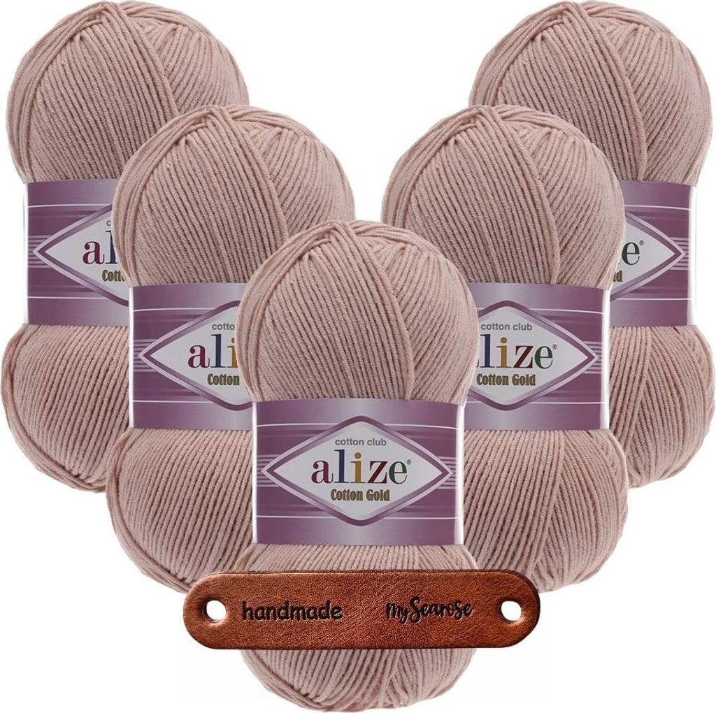 5 x ALIZE Baumwolle Gold 161 Powder mit Label