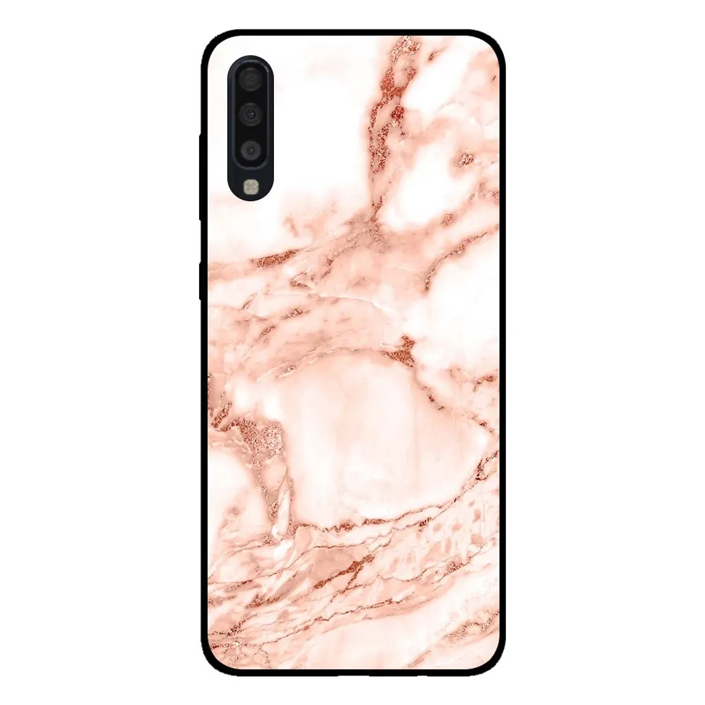 Custodia Samsung A70s Marmo Bianco Oro Rosa - Accessorio Moda Smartphone