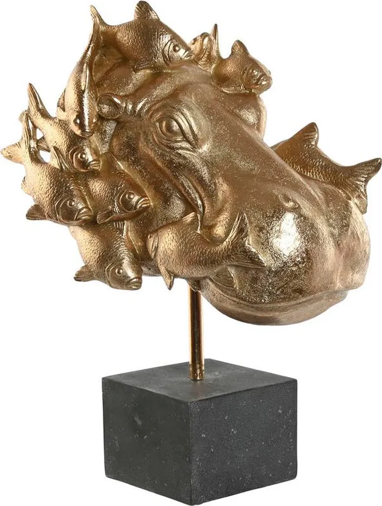 Grande Figurine Hippo Home ESPRIT Noir Or 45cm pour Déco Design Chic