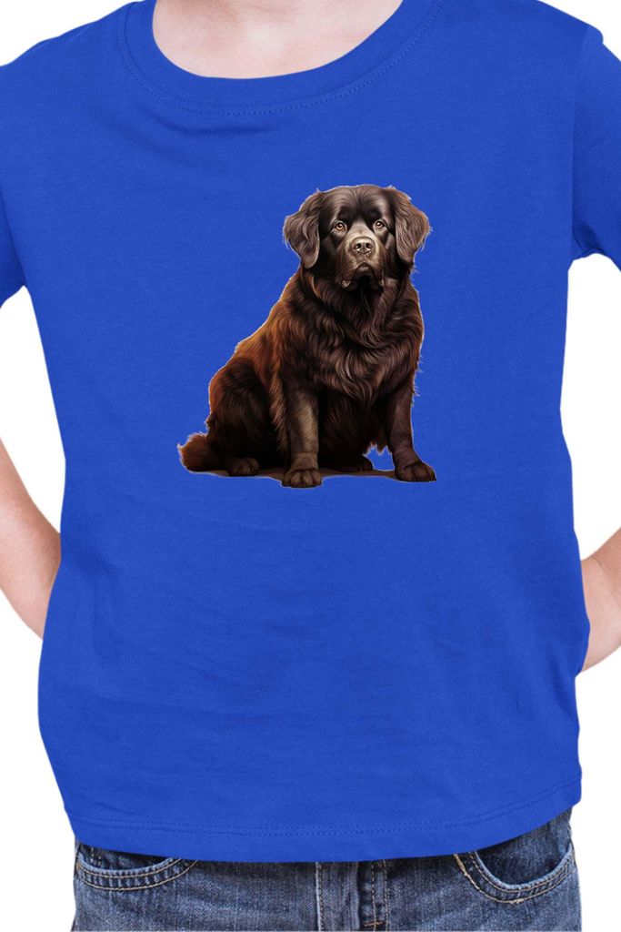 Kinder T-Shirt Dogs Breeds Newfoundland Dog Breed 005, 12-13 Jahr - 152 / Blau