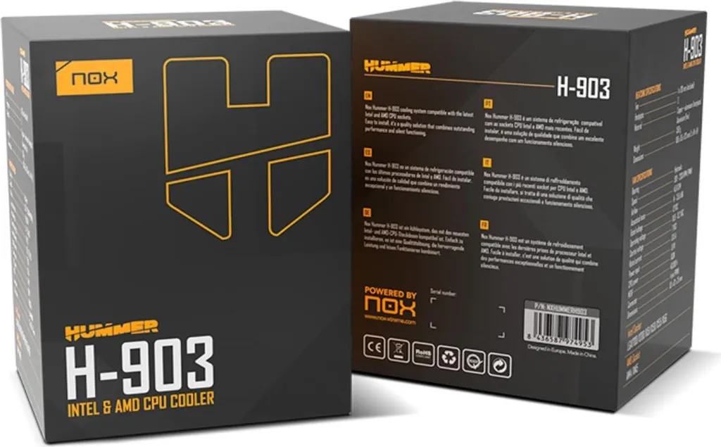 Ventilateur CPU Nox Hummer 903 92mm Noir pour Socket Intel et AMD