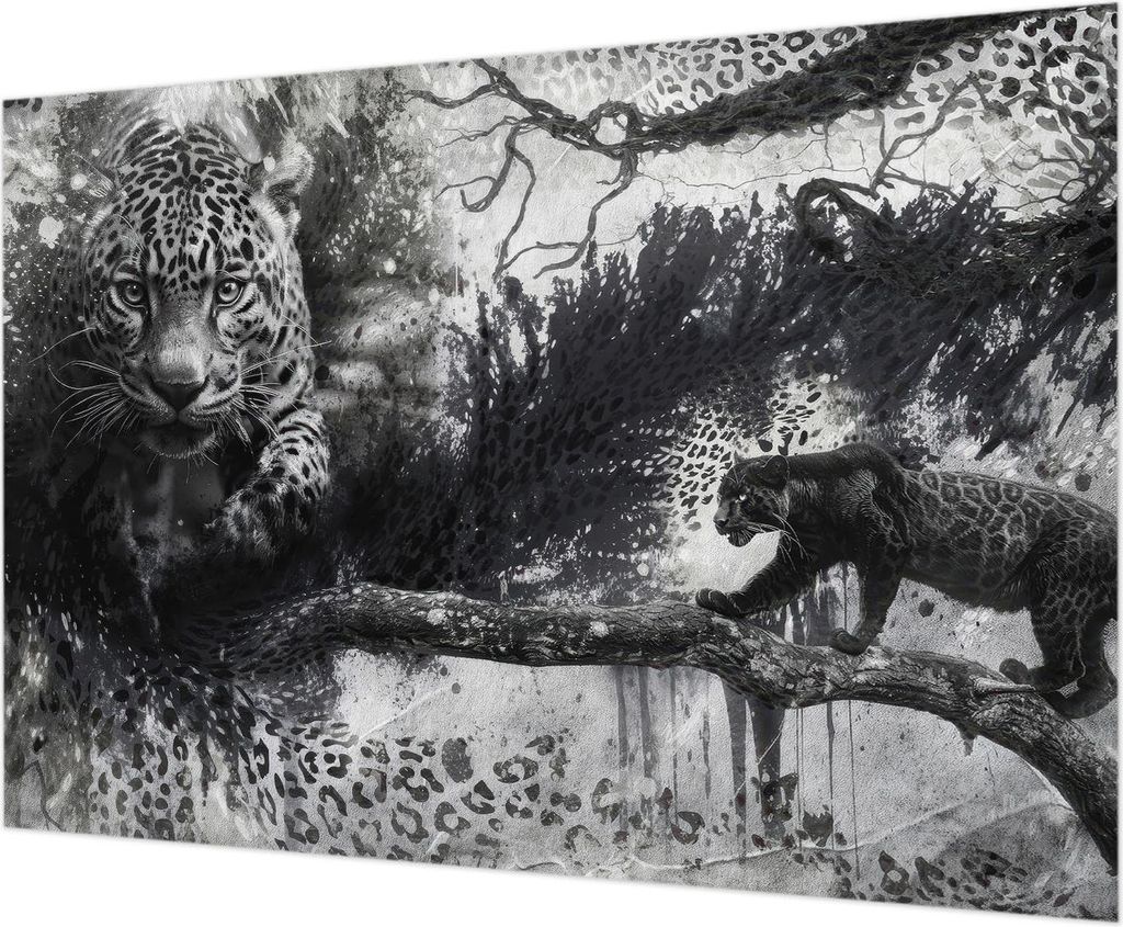 Wandtapete - Dekorative Tapete für Wohnzimmer - Tapetenfolie für Wanddekoration - 312x219 cm - Abstrakte Leoparden