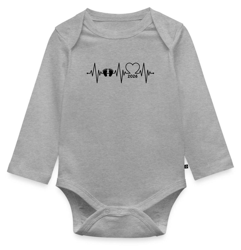 Spreadshirt Baby 2026 EKG Herzschlag Tages Baby Body Langarm, 92 (1,5 - 2 Jahre), Grau meliert