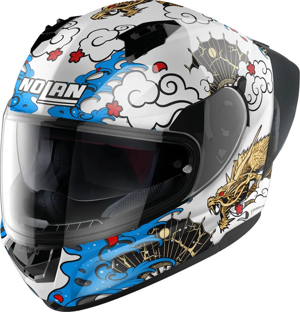 Casque moto intégral Nolan N60-6 Sport Wyvern blanc/or idéal longs trajets