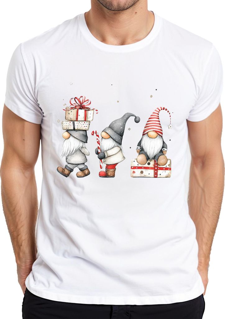 Weihnachtswichtel Skandinavisch niedlich Geschenk Weihnachten Herren T-Shirt, Weiß, M