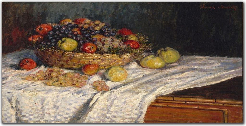 Coloray - Bild aus Glas - 120x60 cm - glasblock mit bild gehärtetes Glas wohnzimmer Küche Dekoration wanddekoration - Äpfel und Trauben Monet