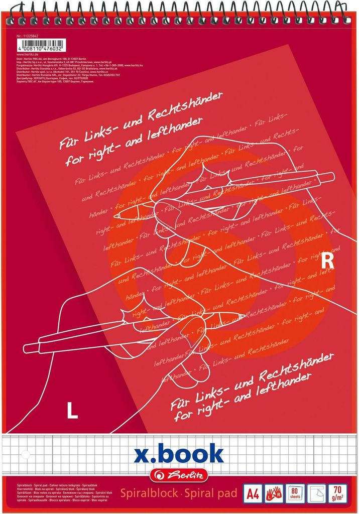 Herlitz Beidhänderblock A4 80 Blatt Lin.28 für Links- und Rechtshänder