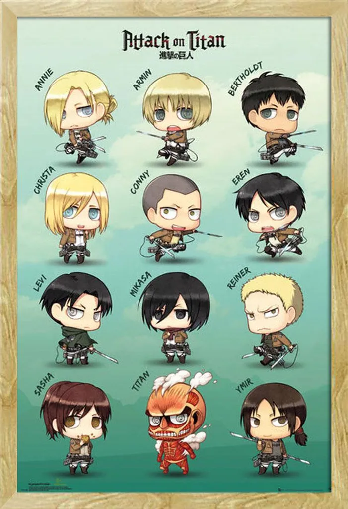 Quadro Attack on Titan 61x91,5 cm con Cornice MDF Faggio Shinsuke