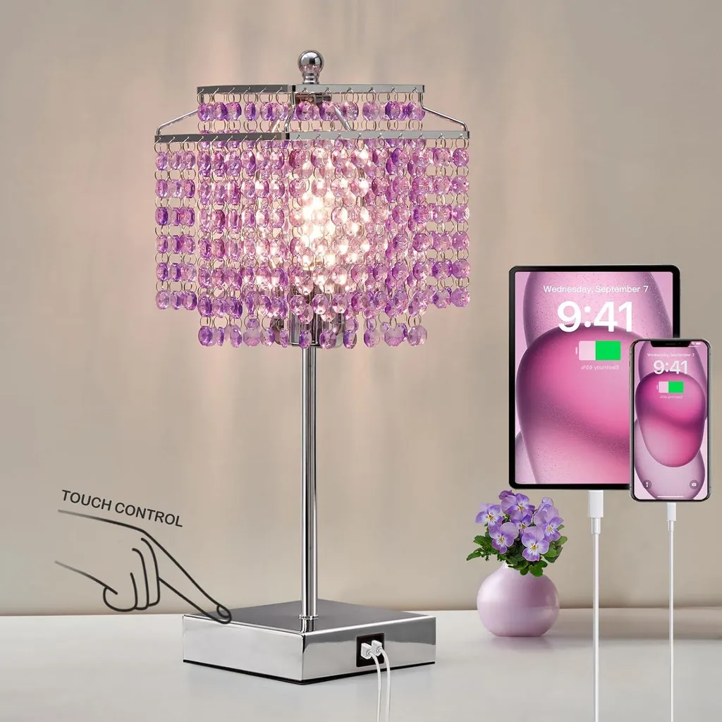 Lampe tactile violette 3 intensités avec charge rapide USB-C et USB-A - 2