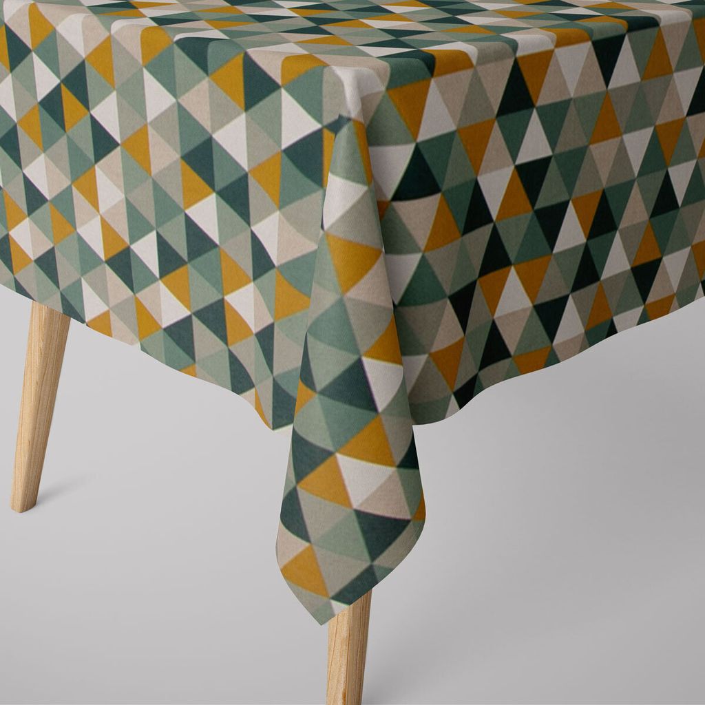 SCHÖNER LEBEN. Tischdecke Dreiecke natur grün gelb div. Größen Größe 110x110cm