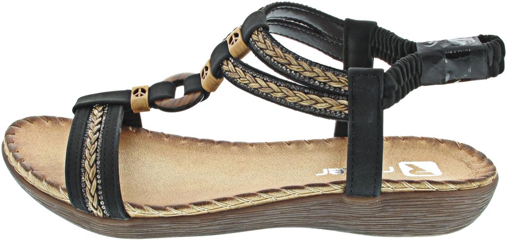 Rieker Damen Sandale flach mit Gummizug und T-Riemen mit Produktbild 