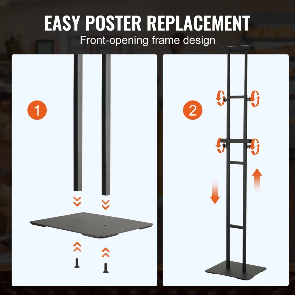 Porte-enseigne double face avec base antichoc - Support réglable 190cm