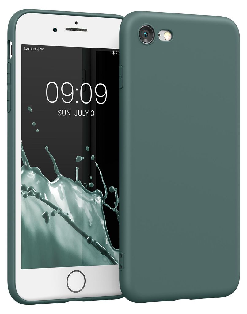 kwmobile Handyhülle für Apple iPhone SE (2022) / SE (2020) / 8 / 7 Hülle - weiches Handy Silikon Case - Schutzhülle Cover - Blaugrün