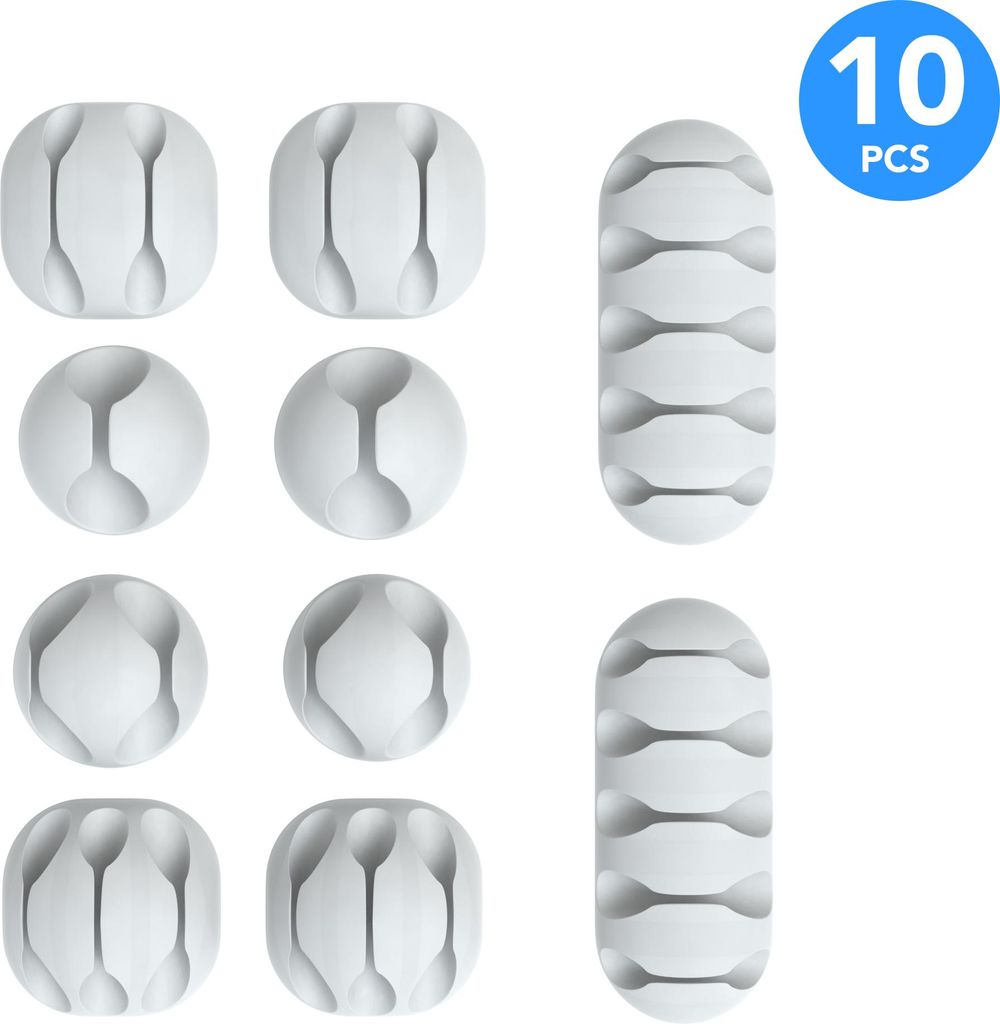 EAZY CASE 10x Kabelclips zur Kabelbefestigung, Verschiedene Größen, elastisch & selbstklebend, Kabel Befestigungsclips, Kabelhalter für Kabelman...