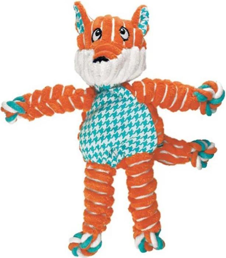 KONG Floppy Knots, Hund, Quietschendes Spielzeug, Grau, Rot, Weiß