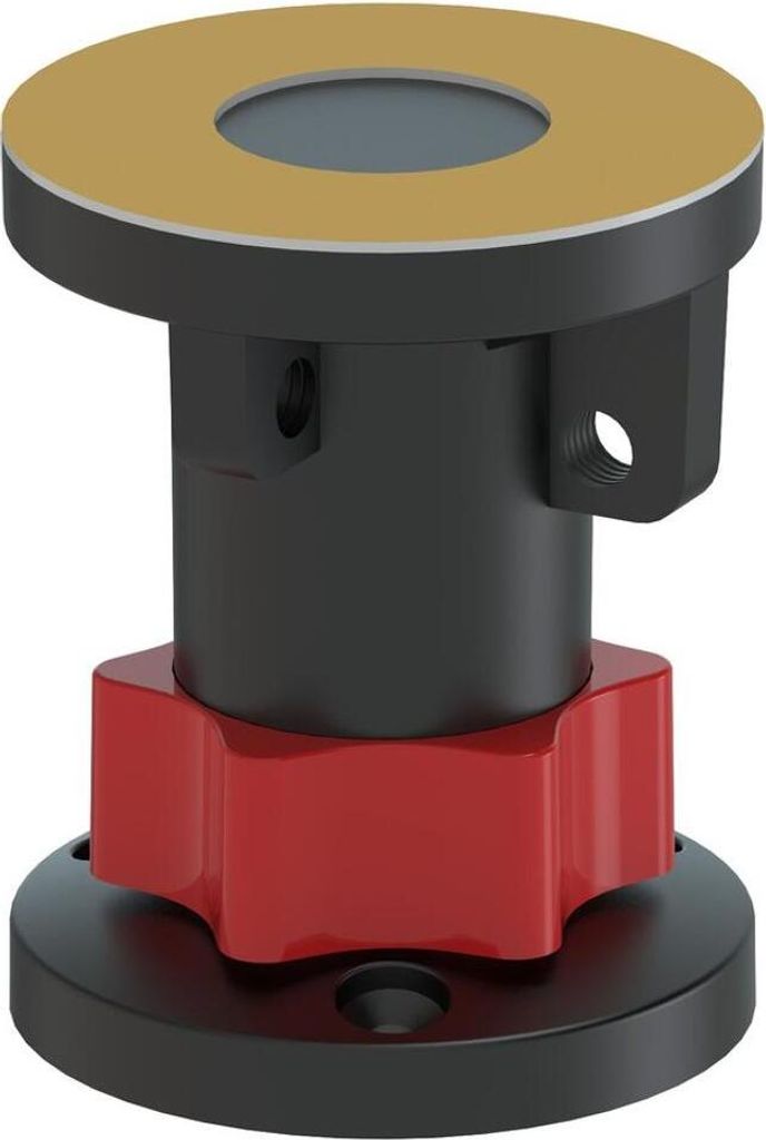 A 3D rendering of a self-adhesive support foot for shower trays.