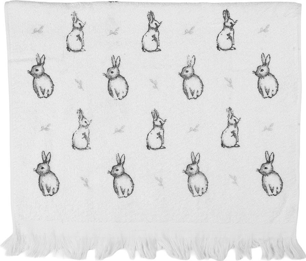 Clayre & Eef Gästehandtuch 40x66 cm Weiß Baumwolle Produktbild 
