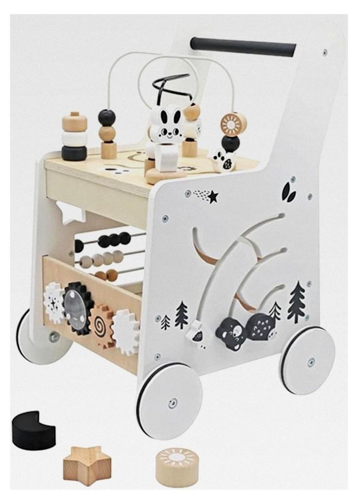 Holz-Lauflernwagen Würfel für Babys | 33 x 33 x 47 cm | Weiß