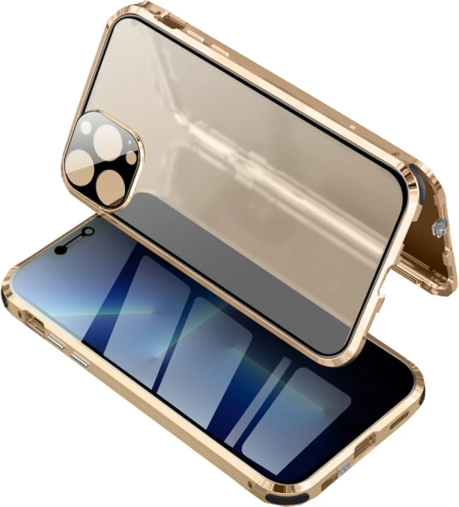 Custodia Oro iPhone 13 Pro Max - Vetro Magnetico Privacy di Lusso