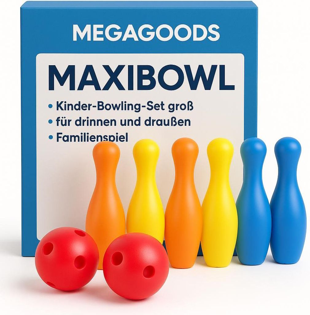 Kinder Bowling Set groß für drinnen und draußen Familienspiel DE.
