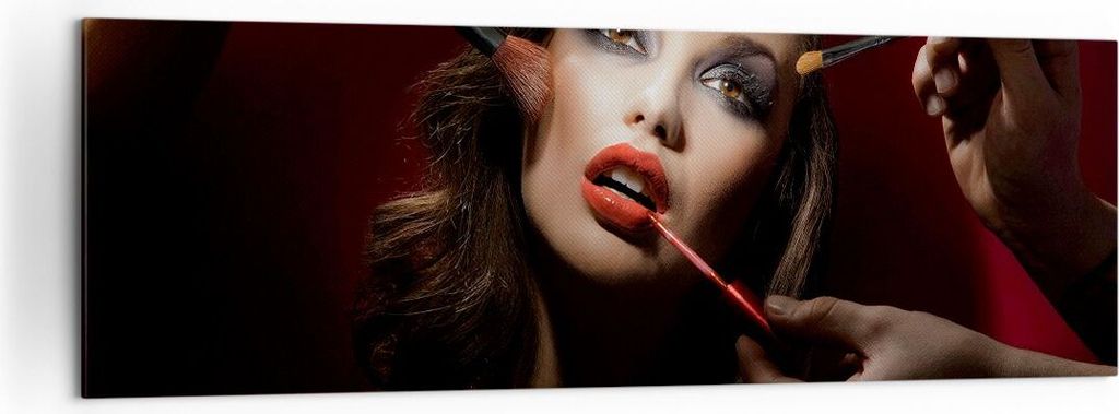 Bild auf Leinwand - Leinwandbild - Frau Make-up schön - 160x50cm - Wand Bild - Wanddeko - Leinwanddruck - Bilder - Kunstdruck - Wanddekoration - L...