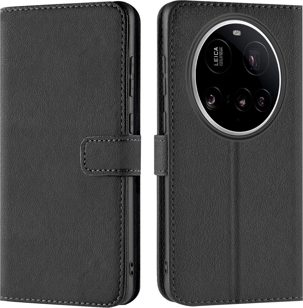 Conie Klapp Tasche für Xiaomi 15 Ultra Kartenfach Rundumschutz Hülle in Schwarz
